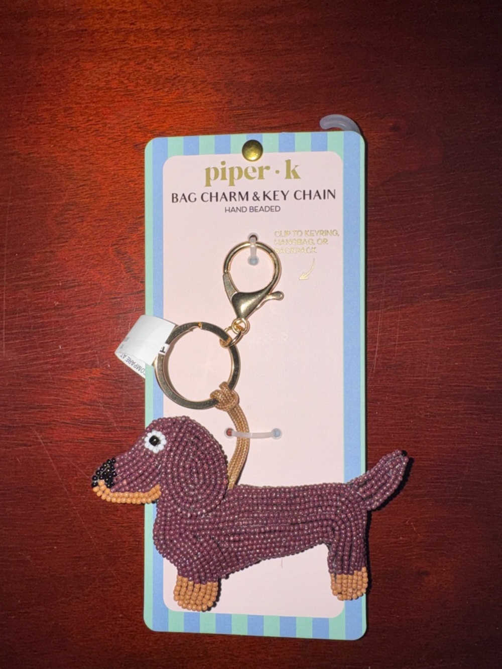 Piper K Beaded  Dachshund Bag Charm Key Chain
